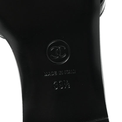 Chanel Lambskin Patent Calfskin CC Cutout Mules 39.5 Black 7 of 10