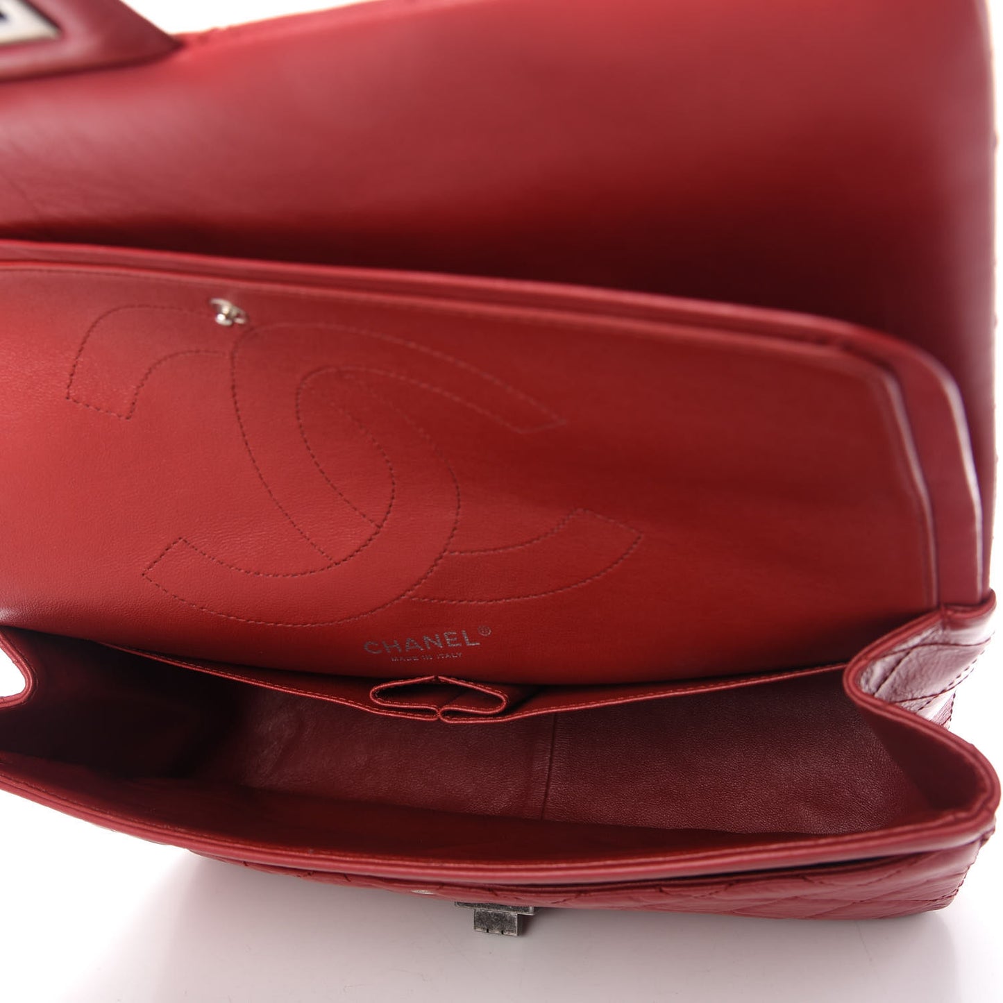 Aged Calfskin Quilted 2.55 Reissue 227 Flap Red