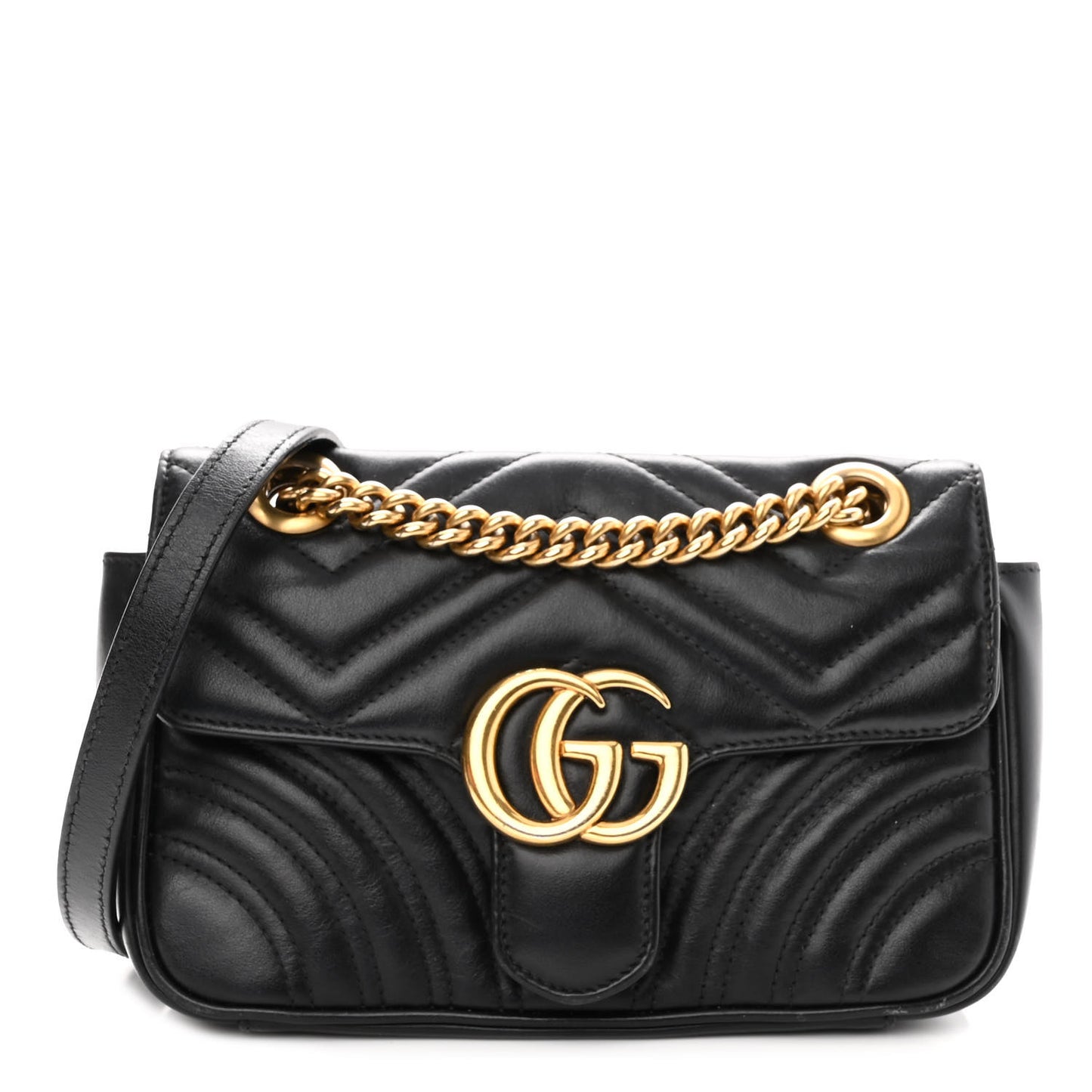 Calfskin Matelasse Mini GG Marmont Shoulder Bag Black
