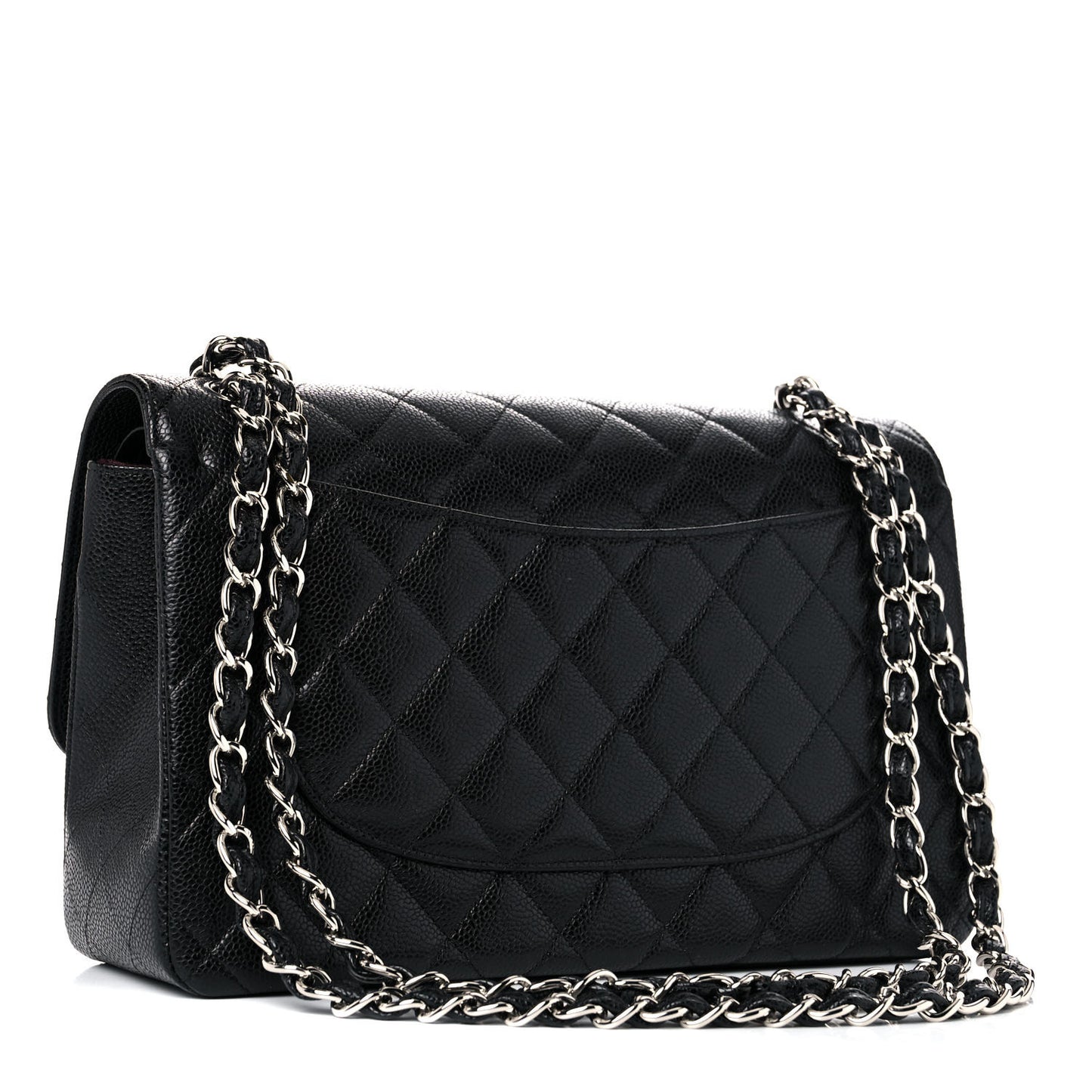 Caviar Quilted Jumbo Double Flap Black