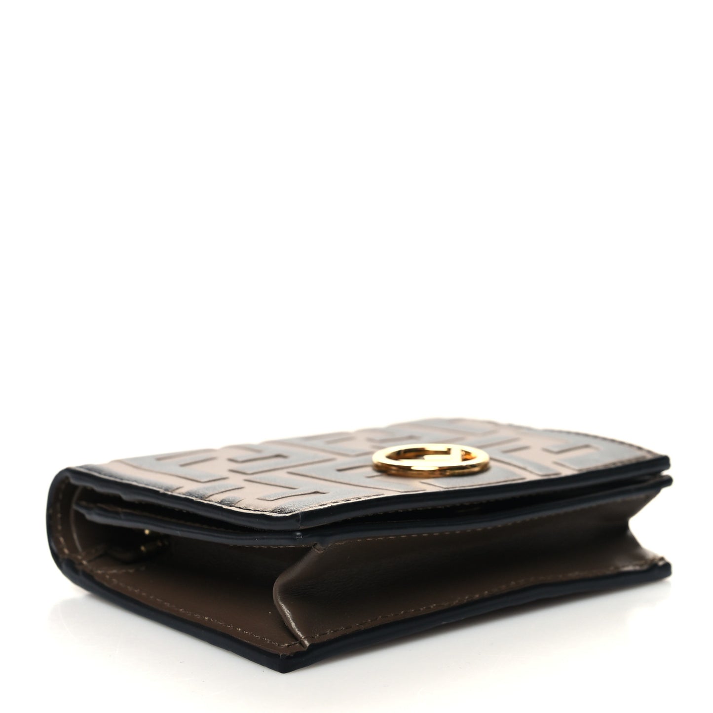 Calfskin FF 1974 Embossed Small Wallet Maya Black