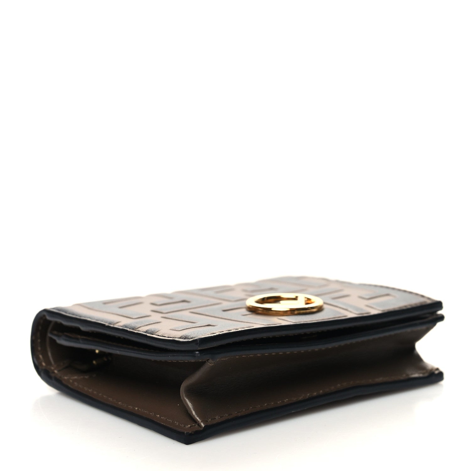 Fendi Calfskin FF 1974 Embossed Small Wallet Maya Black 4 of 9