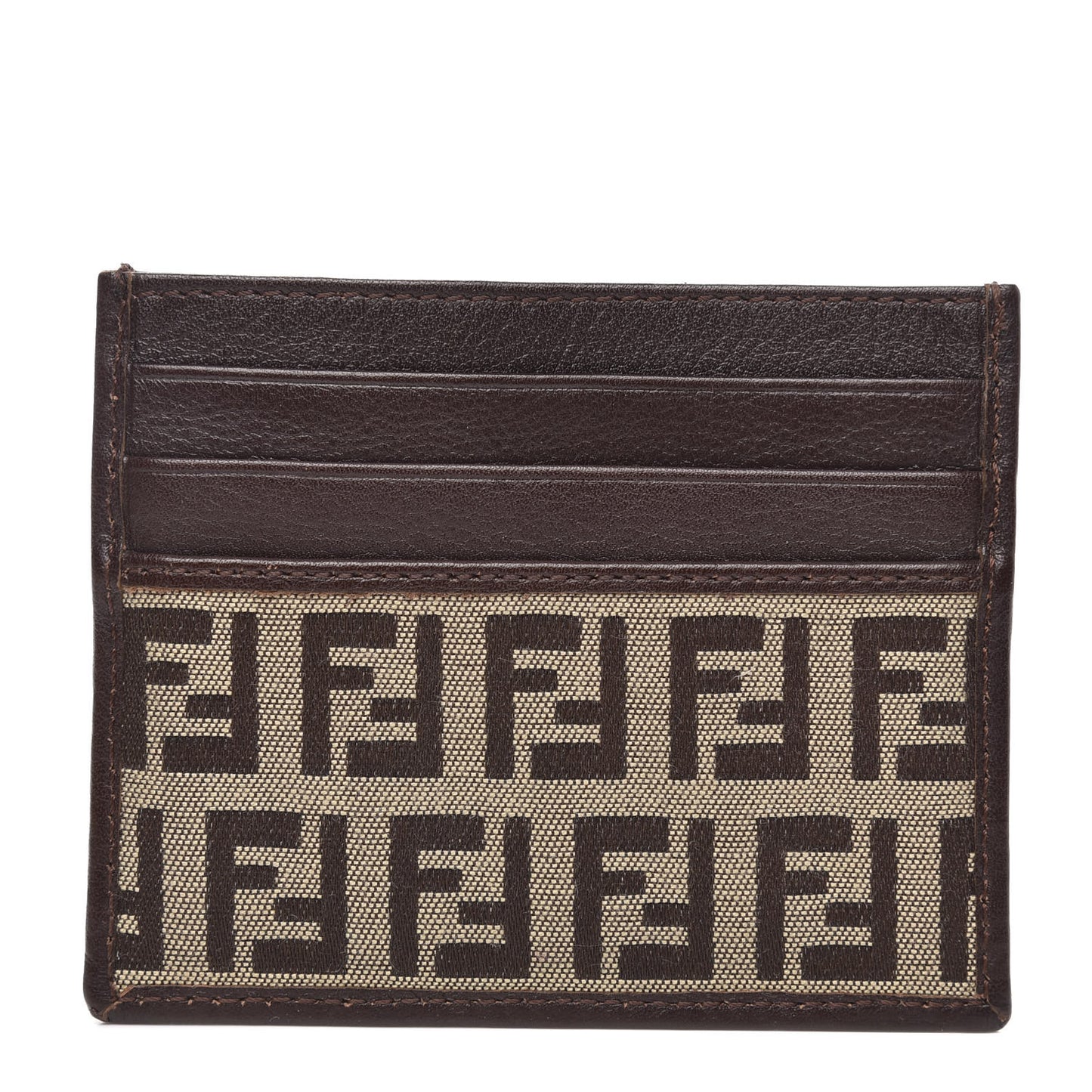 Zucchino Calfskin Card Holder Mogano Panna Marrone