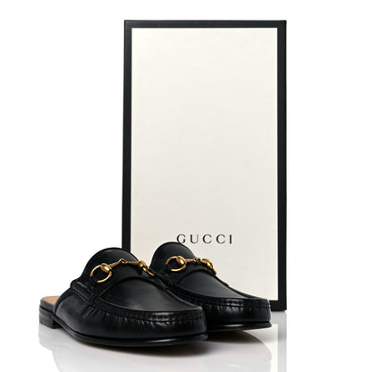 Gucci Goatskin Mens Horsebit Slippers 7 Black 9 of 9
