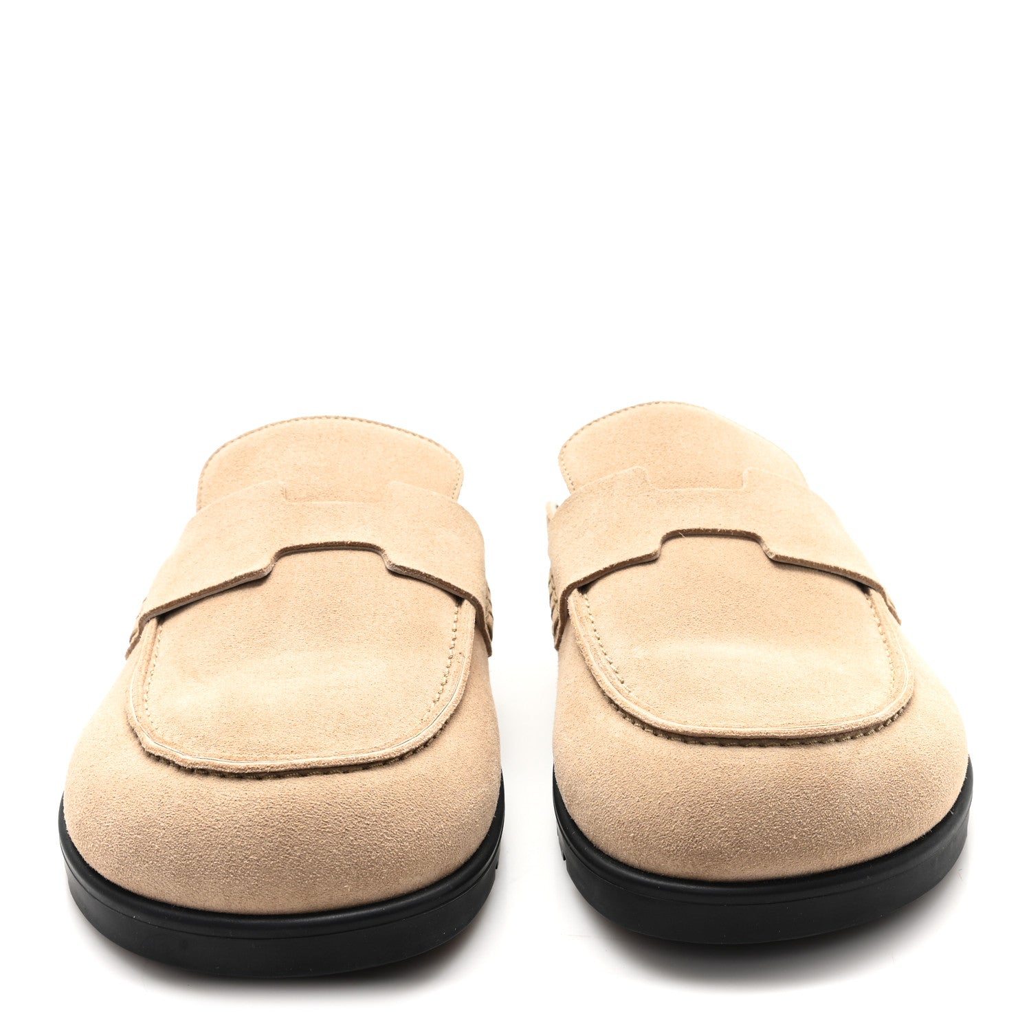 Hermes Suede Calfskin Womens Go Mules 38 Beige Argile 3 of 9