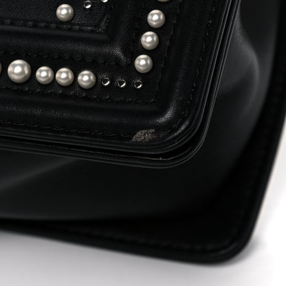 Chanel Calfskin Pearl Chevron Medium Boy Flap Black 15 of 18