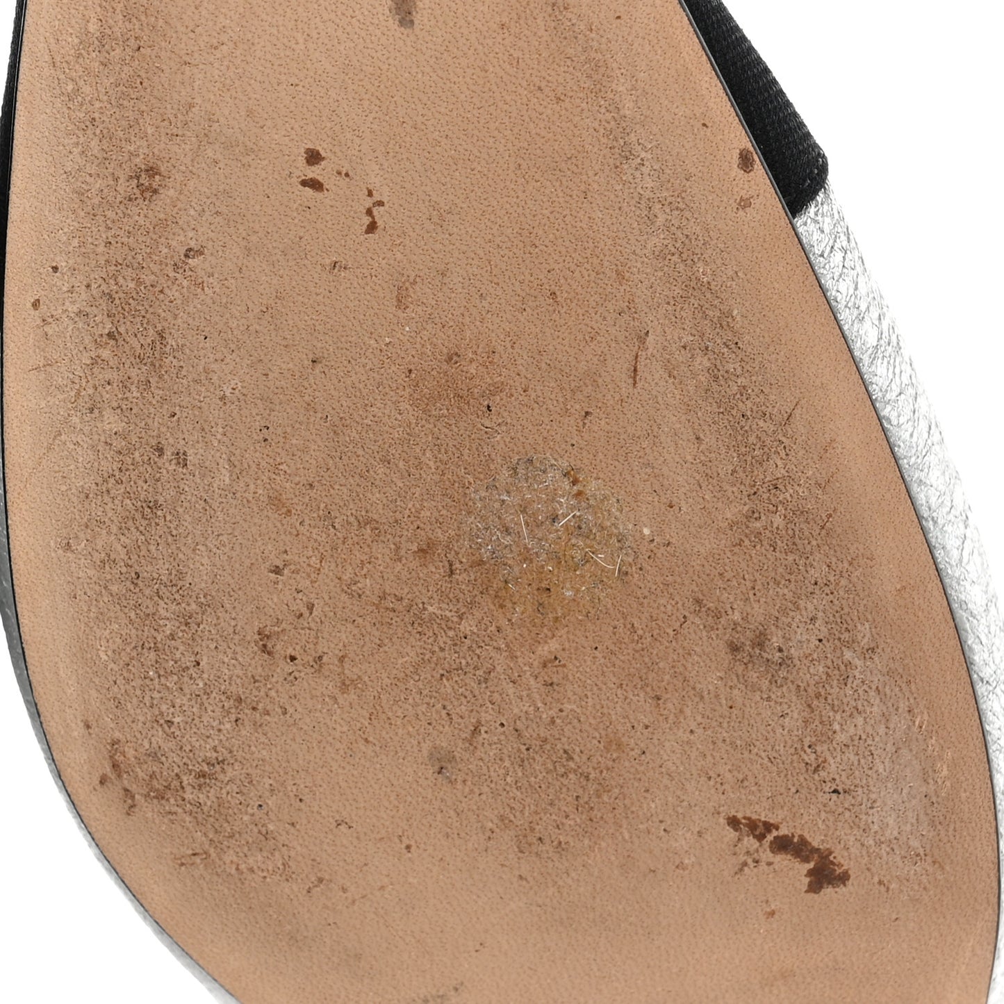 Metallic Lambskin Grosgrain Cap Toe CC Slingback Sandals 37.5 Black Silver