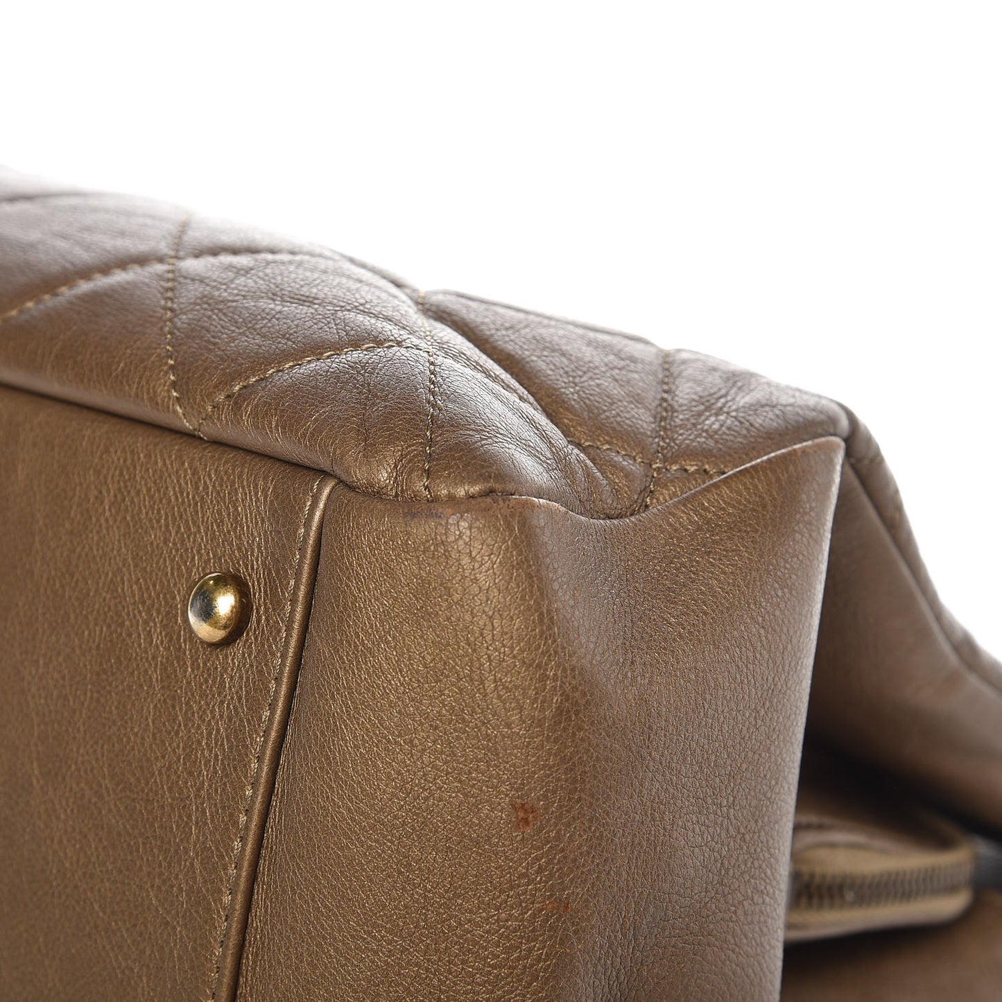 Calfskin Quilted Large CC Crown Tote Gold
