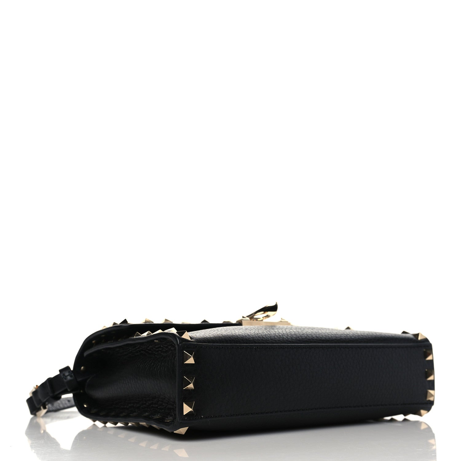 Valentino Garavani Pebbled Calfskin Medium Rockstud Flip Lock Crossbody Bag Black 4 of 8