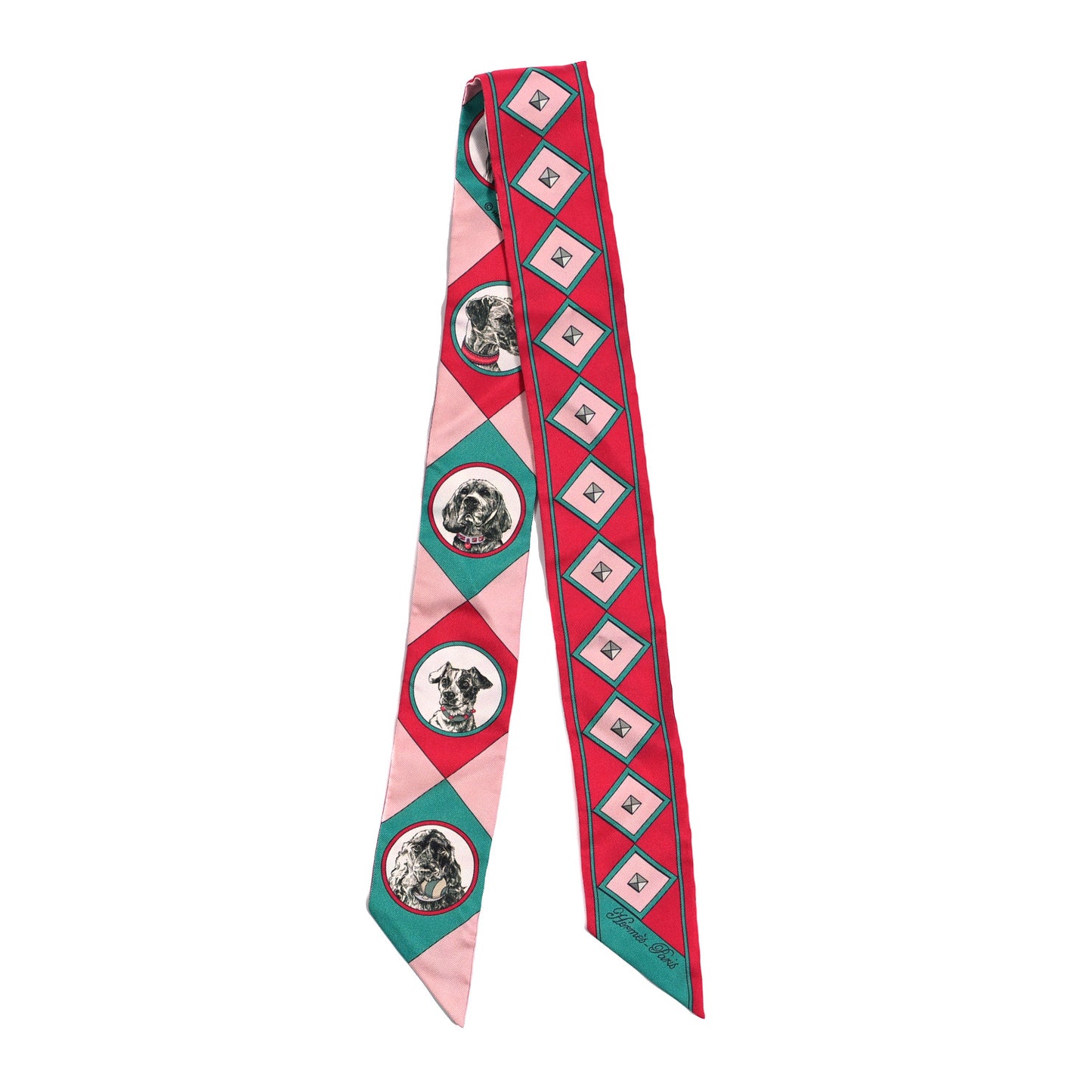 Silk Colliers Et Chiens Twilly Framboise Vert Rose