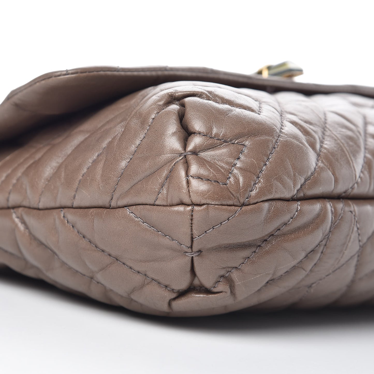 Calfskin Quilted Medium Happy Shoulder Bag Brown Olive