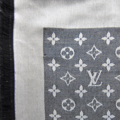 Louis Vuitton Wool Silk Monogram Denim Shawl Black 3 of 5