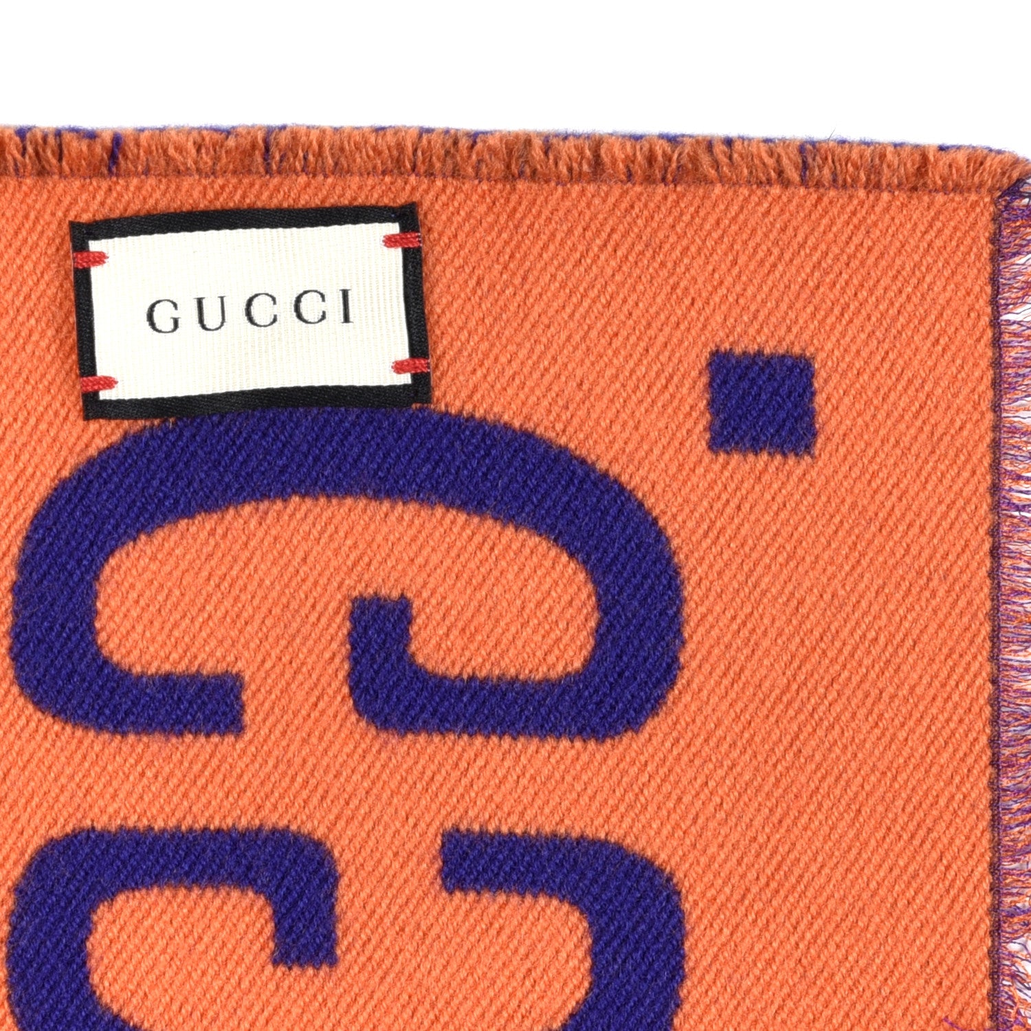Gucci Wool Silk Monogram Jumbo GG Freedom Scarf Parma Violet Orange 5 of 5