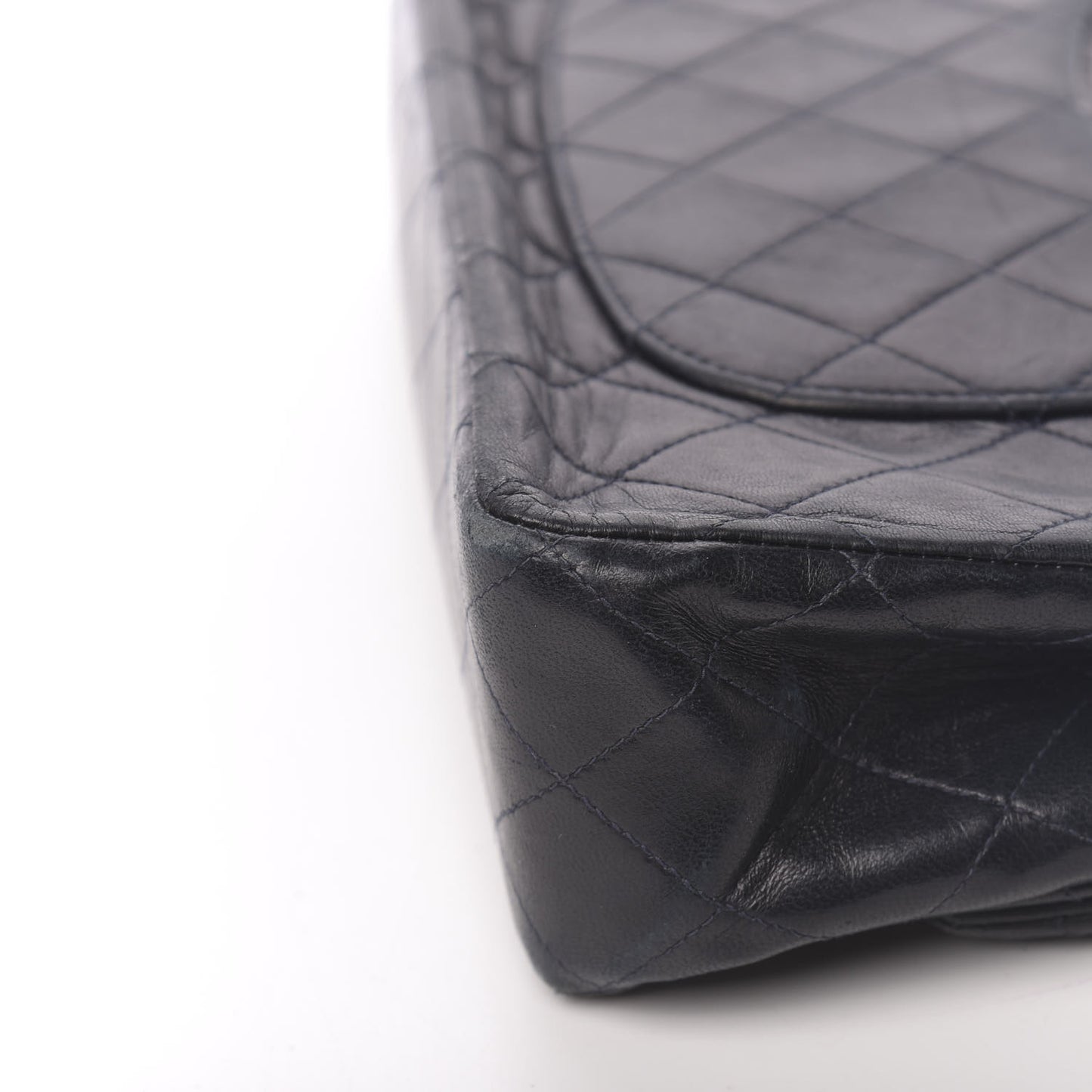 Lambskin Quilted Medium Double Flap Navy
