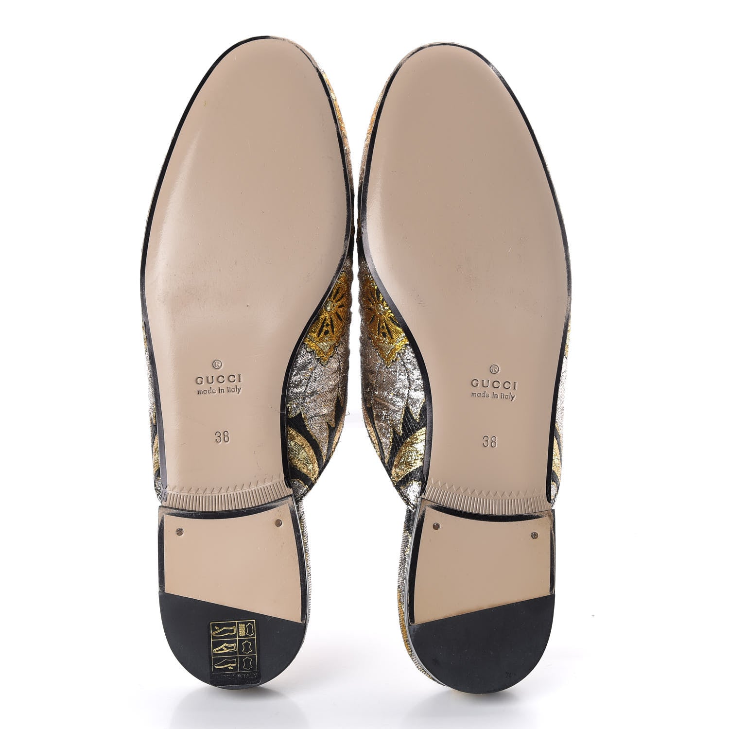 Gucci Jacquard Floral Womens Princetown Slippers 38 Oro Black 5 of 10