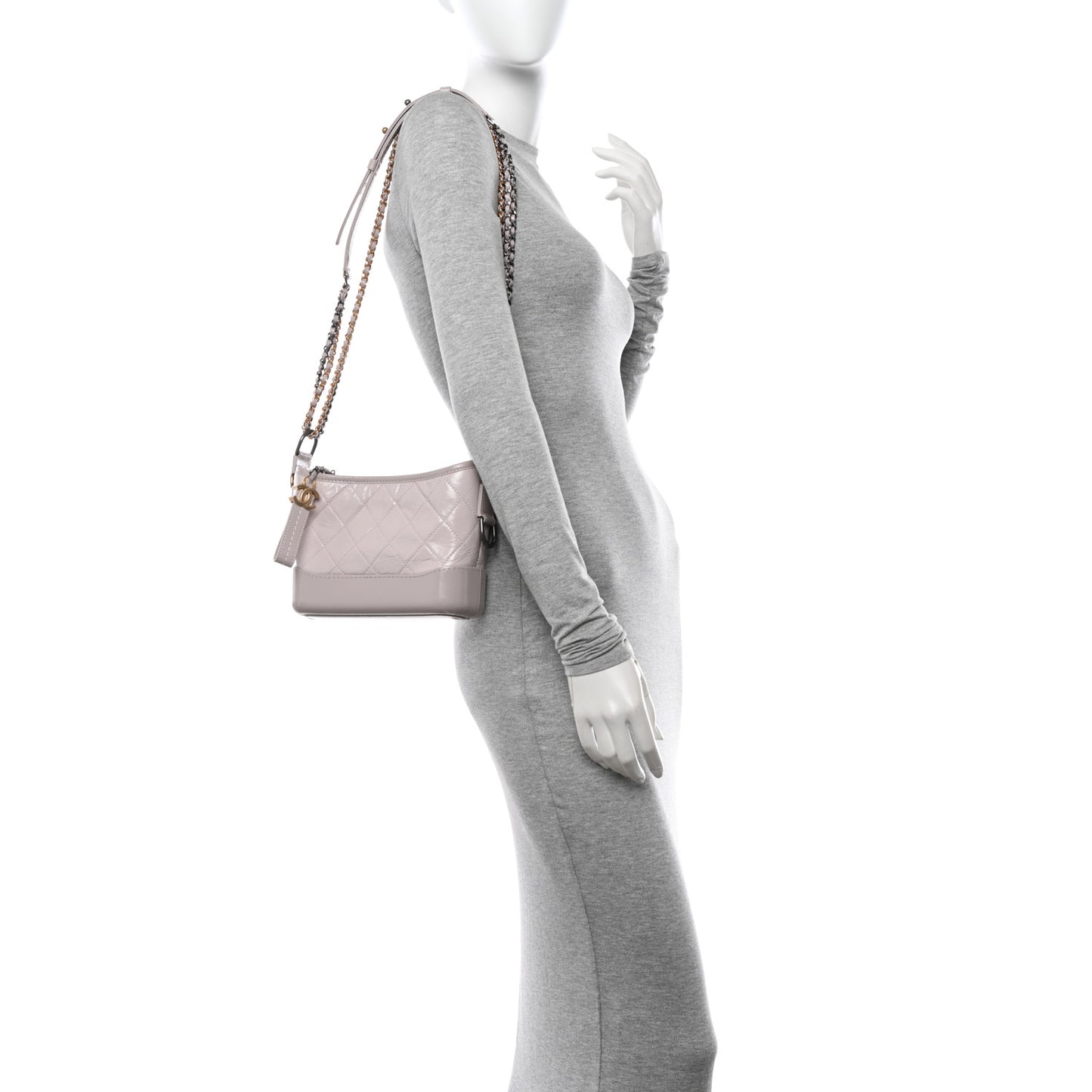 Aged Calfskin Quilted Small Gabrielle Hobo Beige
