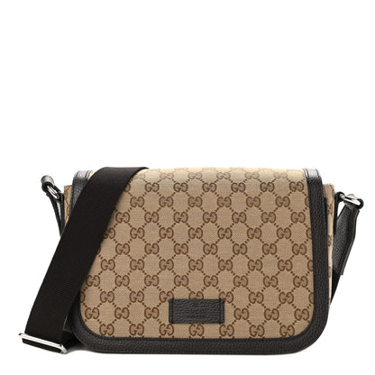 Gucci Monogram Flap Messenger Bag Beige Dark Brown 1 of 11