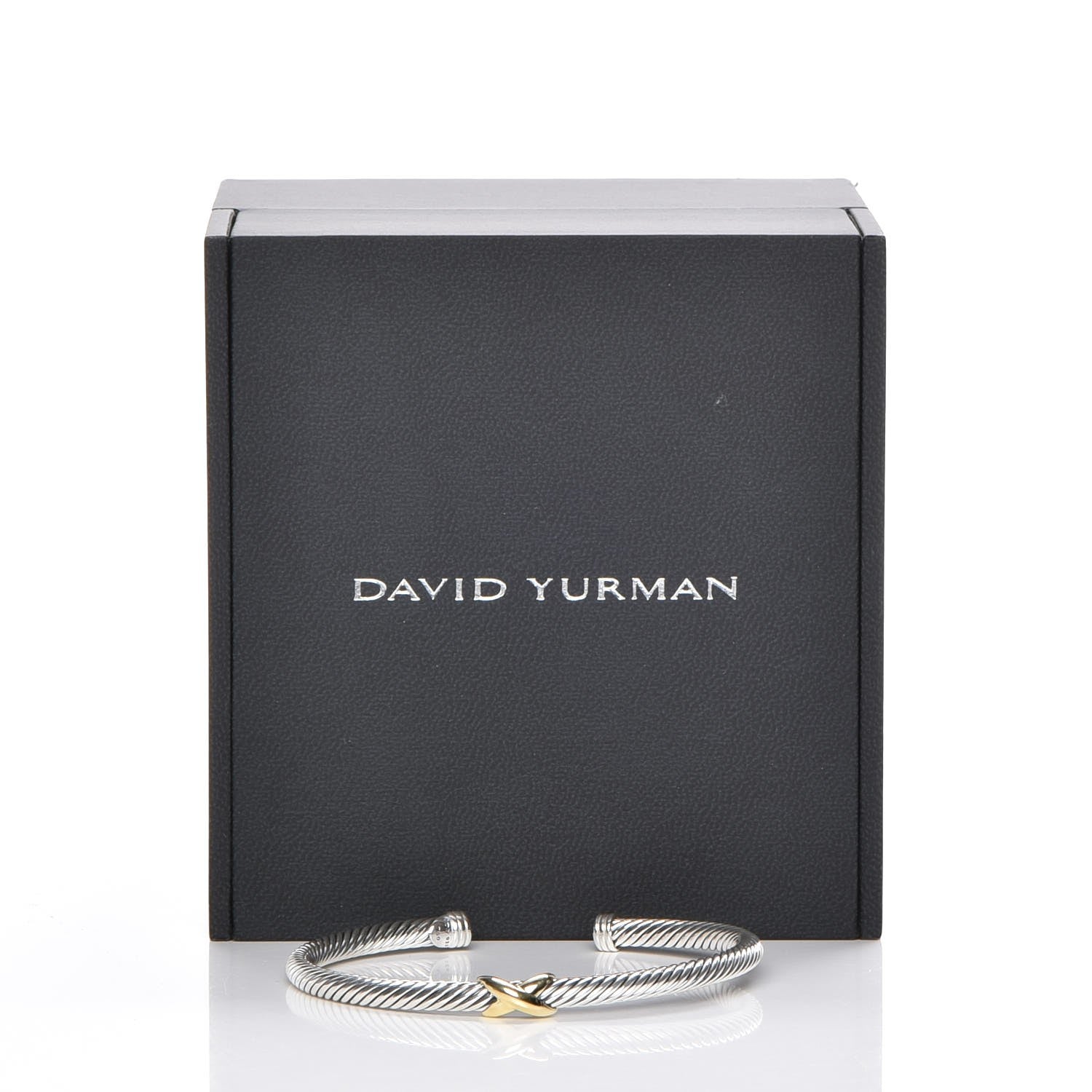David Yurman Sterling Silver 18K Yellow Gold 4mm X Station Cable Bracelet 6 of 6