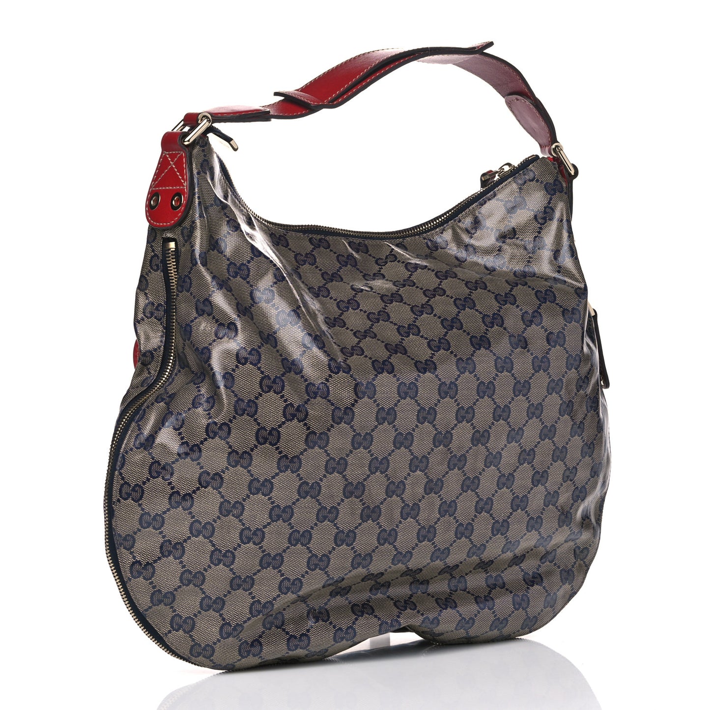 Crystal Monogram Voyager Hobo Navy Red