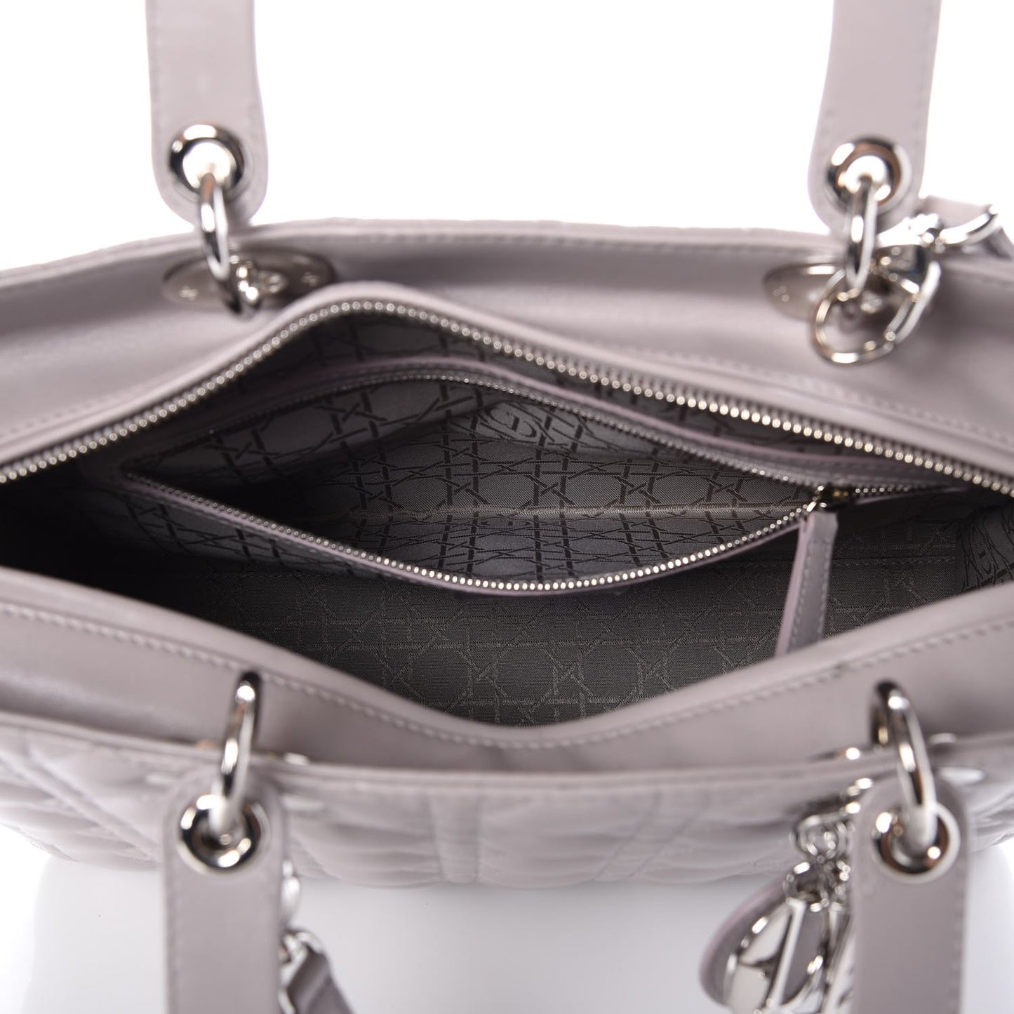 Lambskin Cannage Large Lady Dior Light Grey