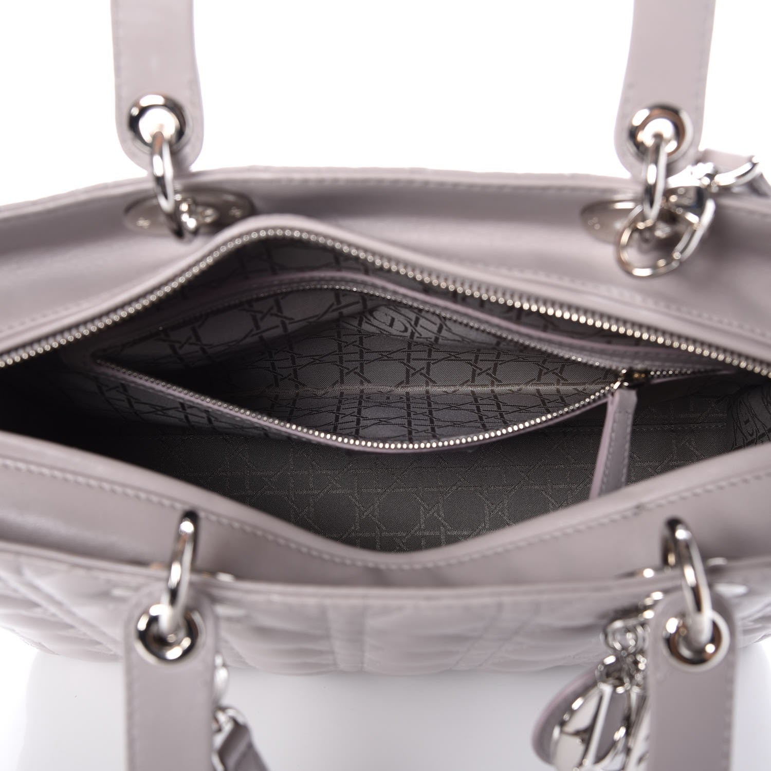 Christian Dior Lambskin Cannage Large Lady Dior Light Grey 6 of 9