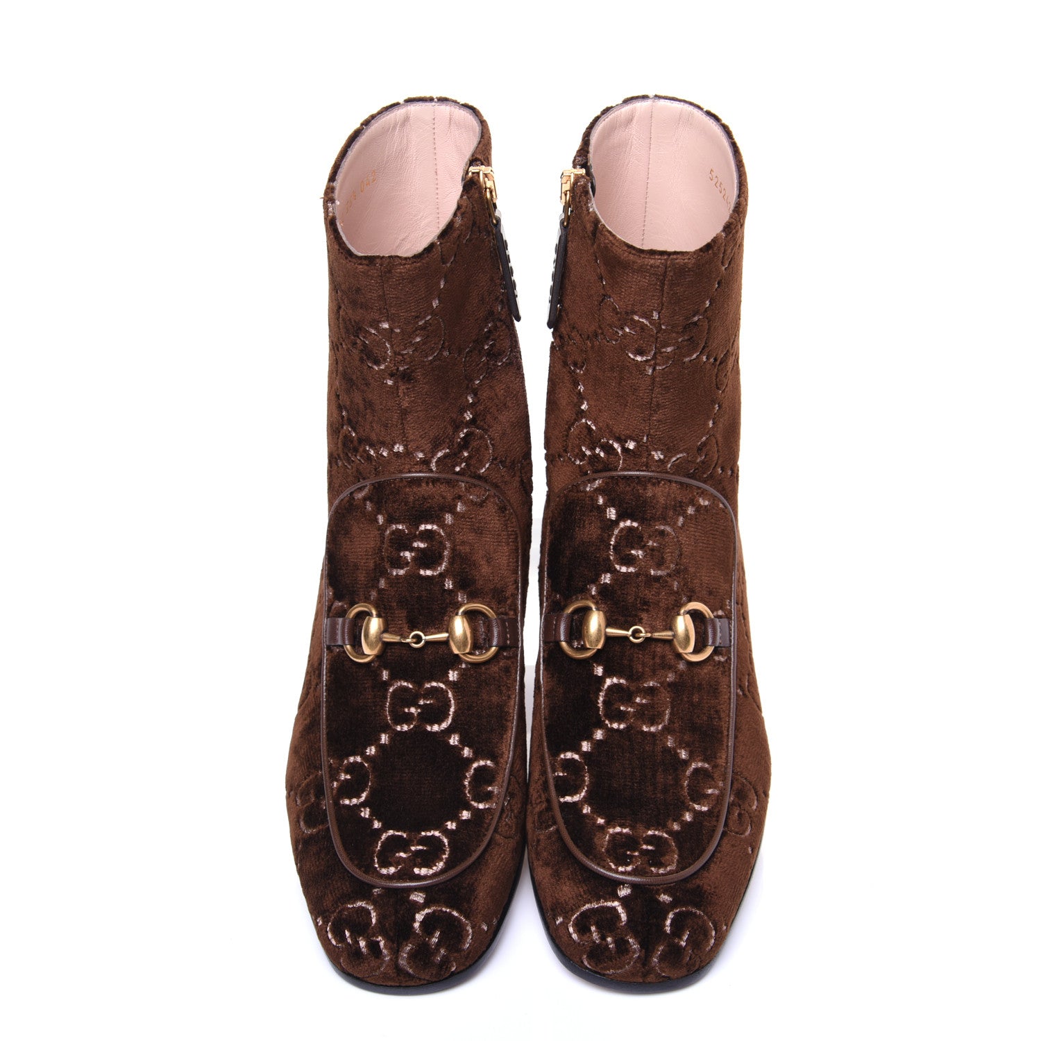 Gucci Velvet GG Monogram Crystal Horsebit Ankle Boots 35.5 Brown Vintage Cocoa 11 of 13