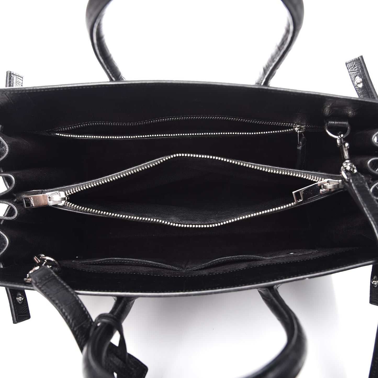 Calfskin Crocodile Embossed Small Sac de Jour Black
