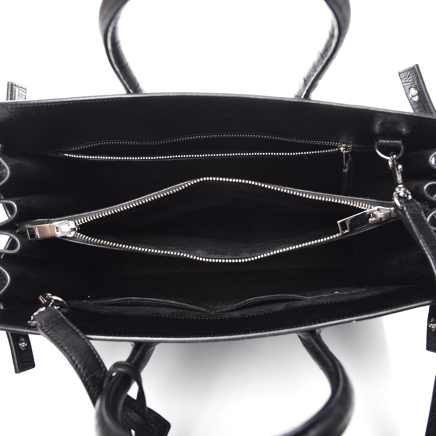 Saint Laurent Calfskin Crocodile Embossed Small Sac de Jour Black 6 of 11