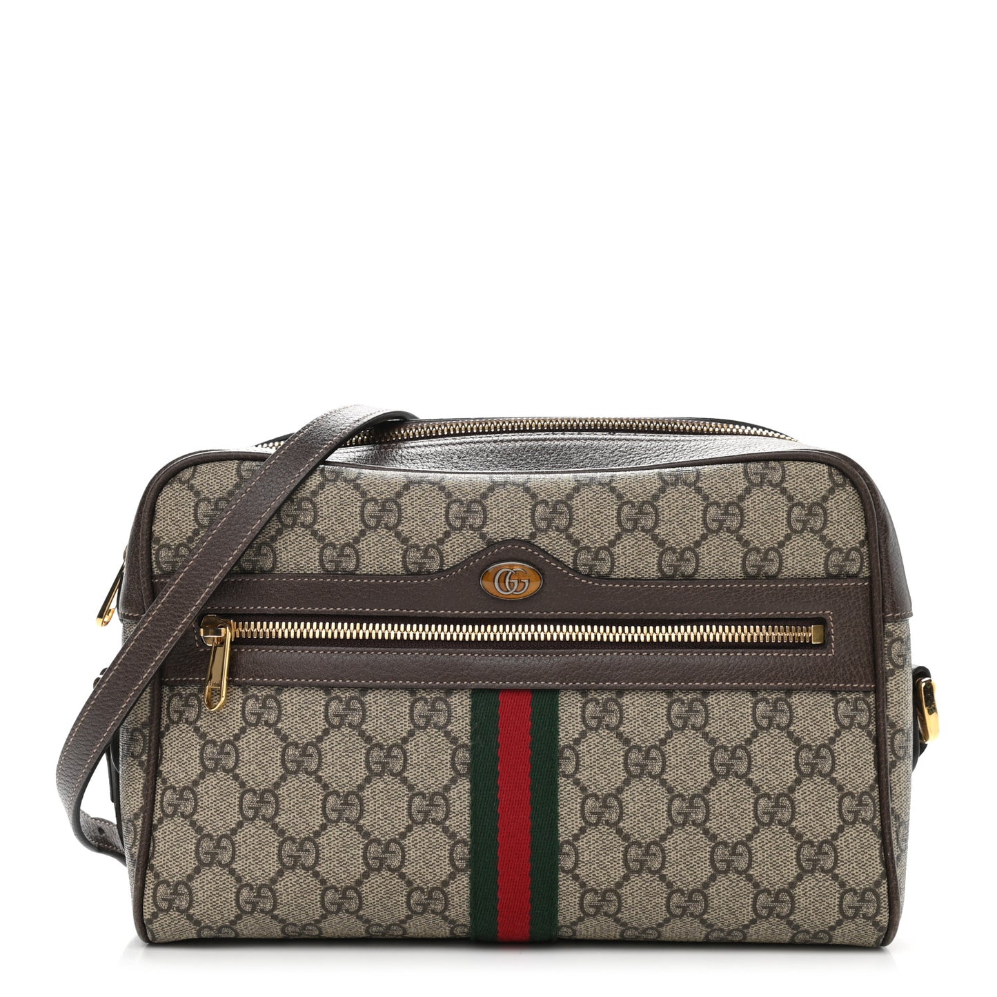 GG Supreme Monogram Web Small Ophidia Shoulder Bag Brown