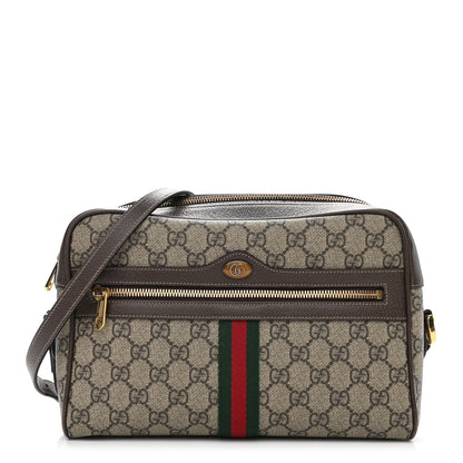Gucci GG Supreme Monogram Web Small Ophidia Shoulder Bag Brown 1 of 11