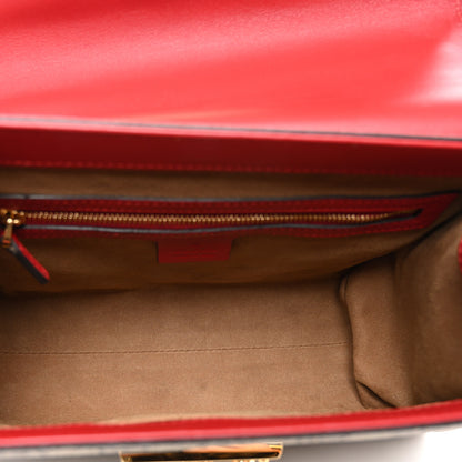 Gucci GG Supreme Monogram Calfskin Small Padlock Top Handle Bag Beige Hibiscus Red New Rosette 5 of 10