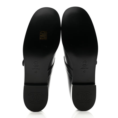 Chanel Calfskin Patent Mary Janes Flats 40 Black 5 of 9