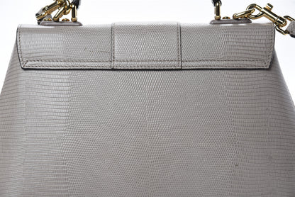 Dolce & Gabbana Iguana Calfskin Embossed Lucia Top Handle Bag Grey 9 of 12