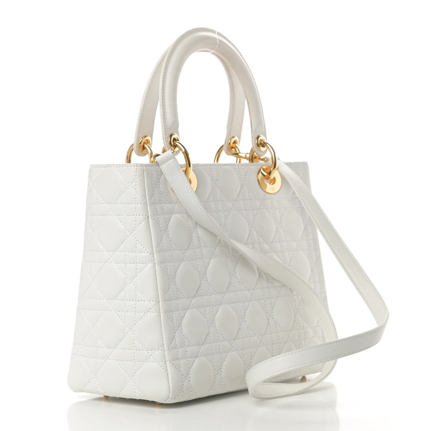 Lambskin Cannage Medium Lady Dior White