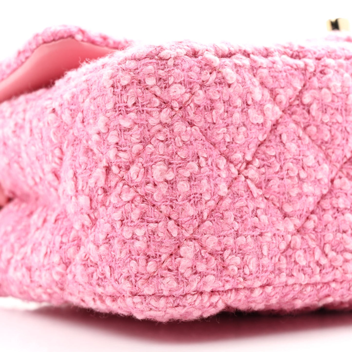 Tweed Quilted Mini Rectangular Flap Pink