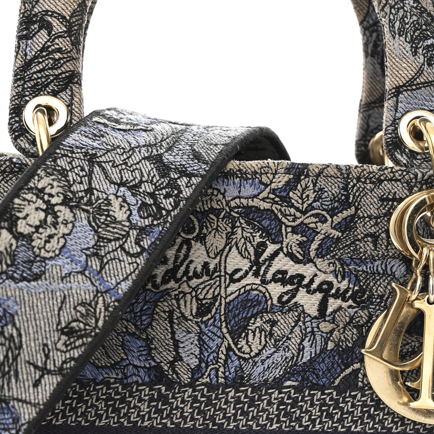Christian Dior Canvas Embroidered Jardin Magique Medium Lady D-Lite Denim Multicolor 8 of 13