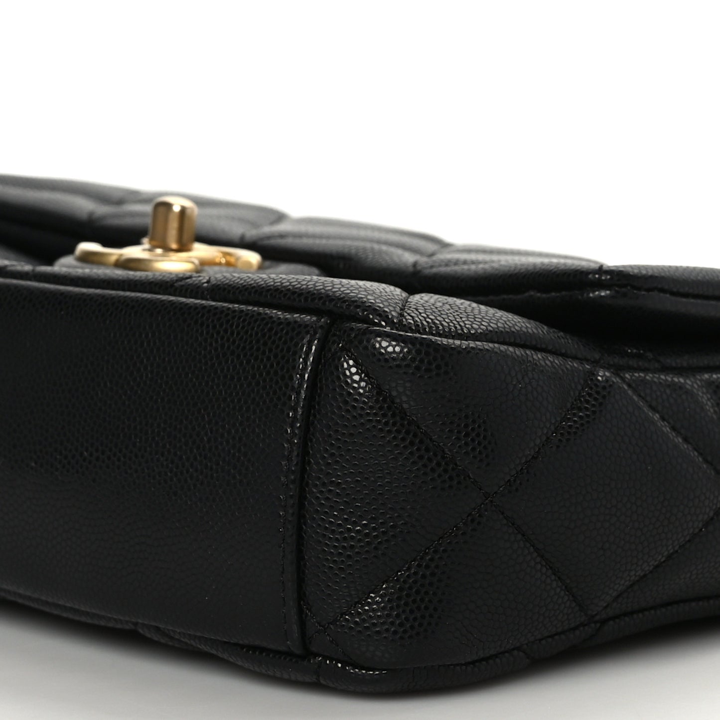 Caviar Quilted Small Twist Your Buttons Flap Black