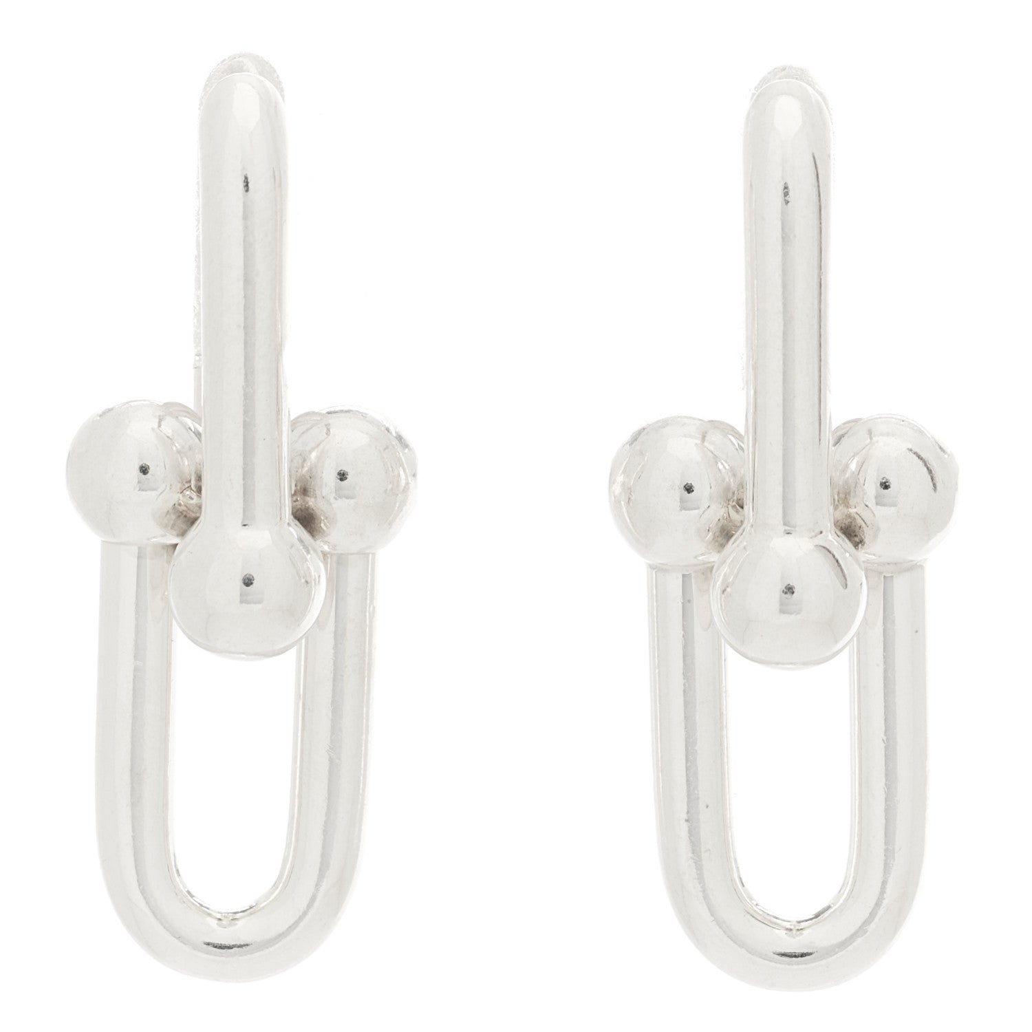 Tiffany Sterling Silver Large HardWear Link Earrings 1 of 4
