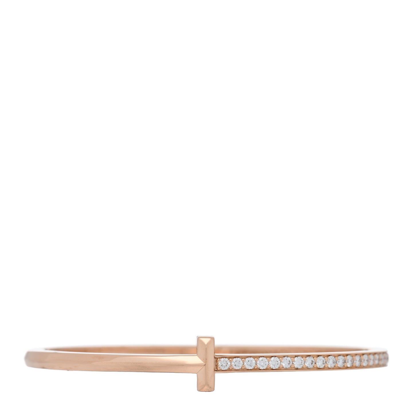 18K Rose Gold Diamond Narrow T1 Hinged Bangle Bracelet