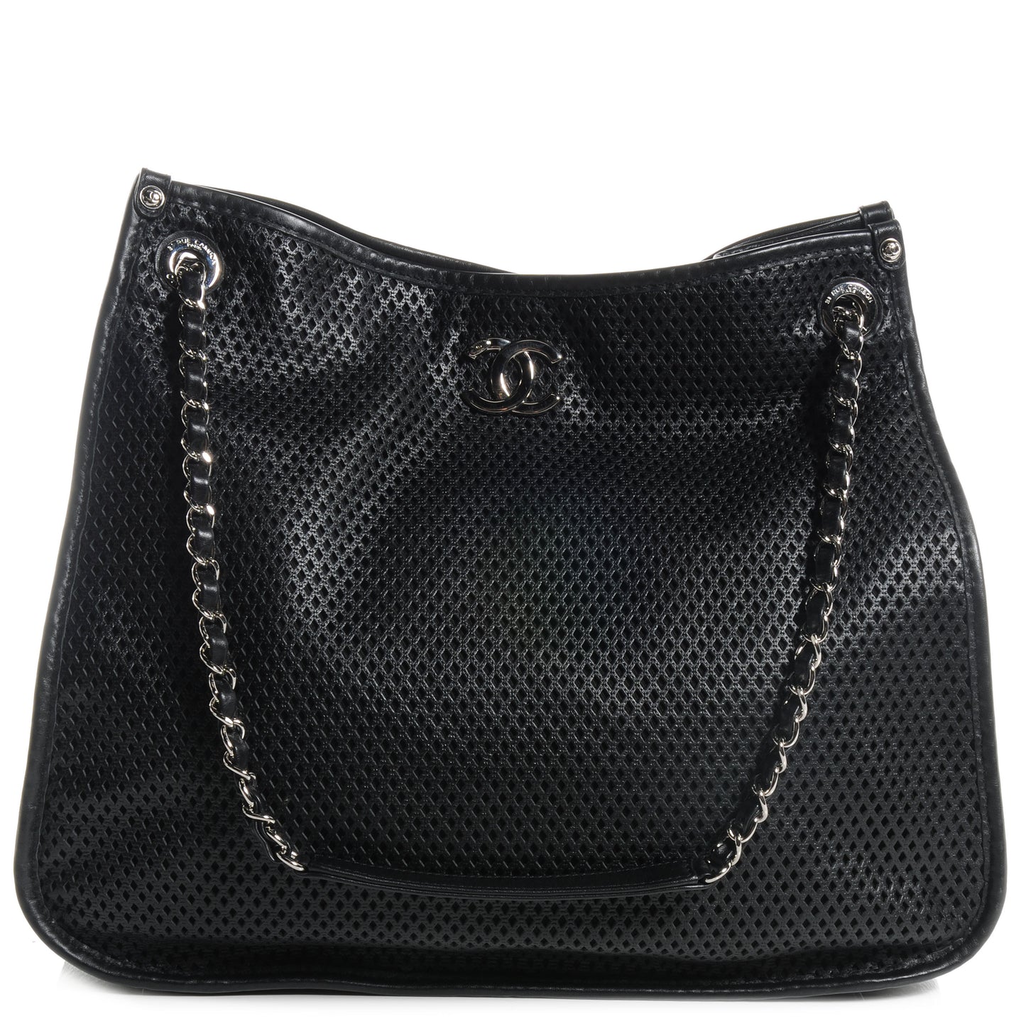 Calfskin Perforated Up In The Air Tote Black