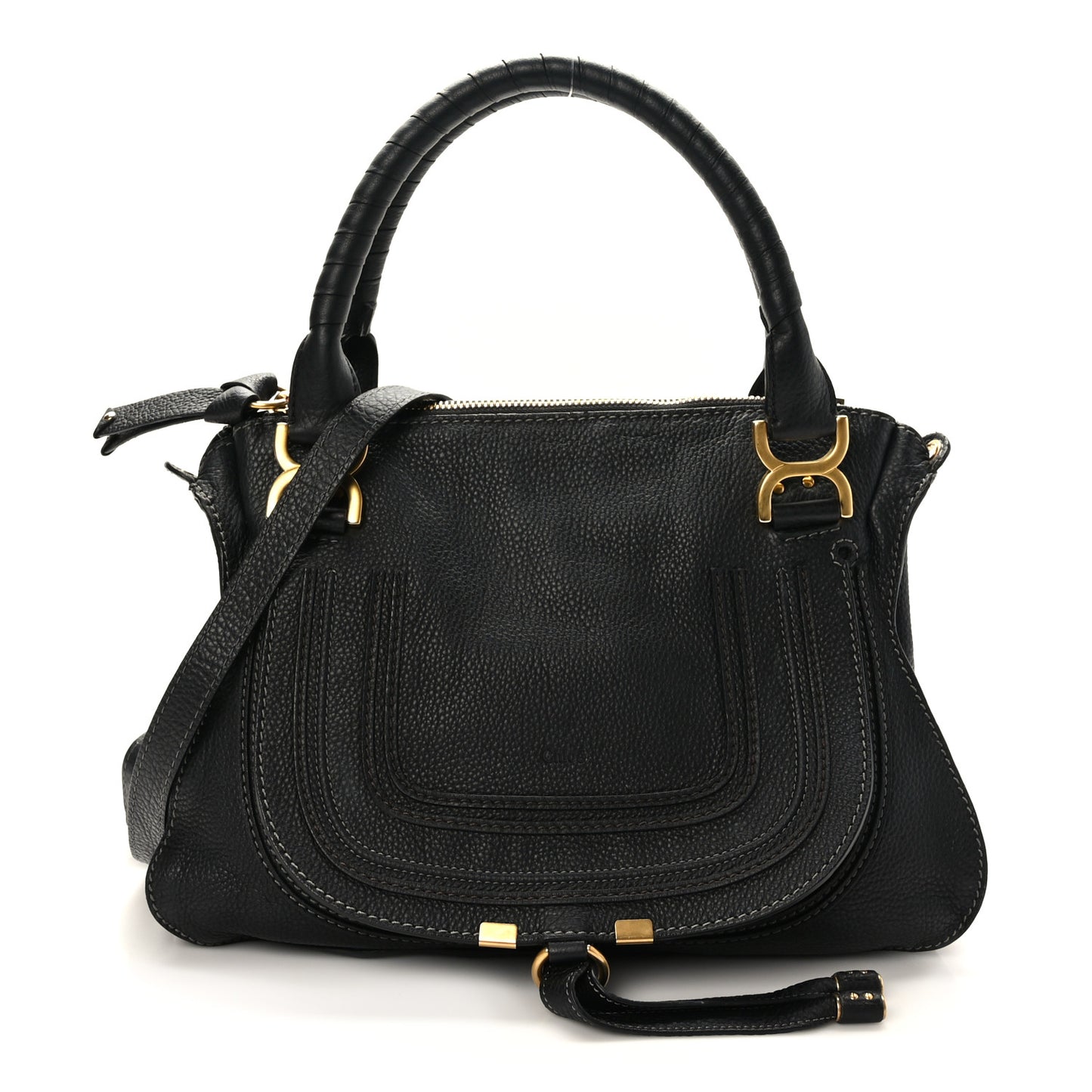 Calfskin Medium Marcie Satchel Black
