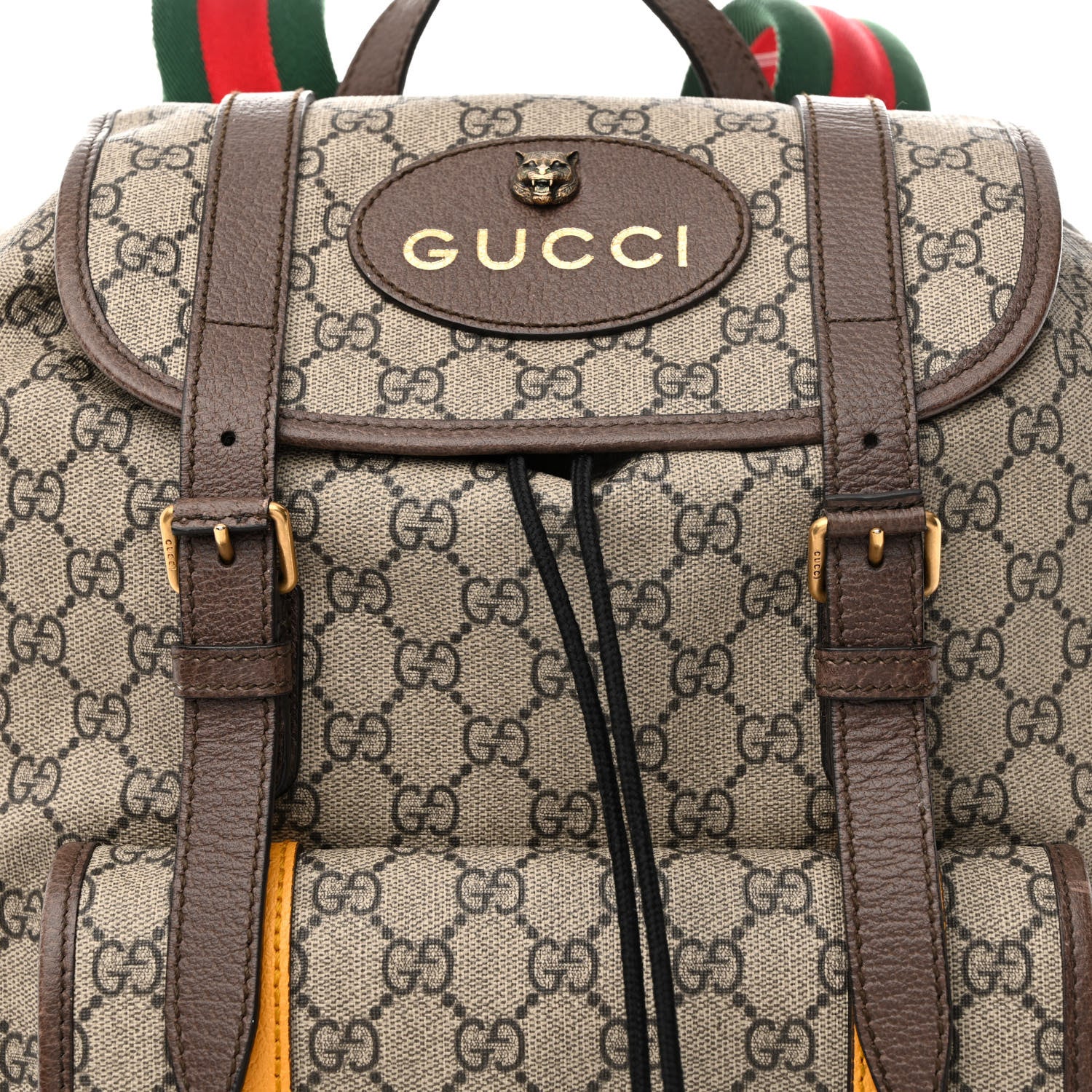 Gucci Soft GG Supreme Monogram Neo Vintage Double Buckle Backpack Beige New Acero Crop 9 of 13