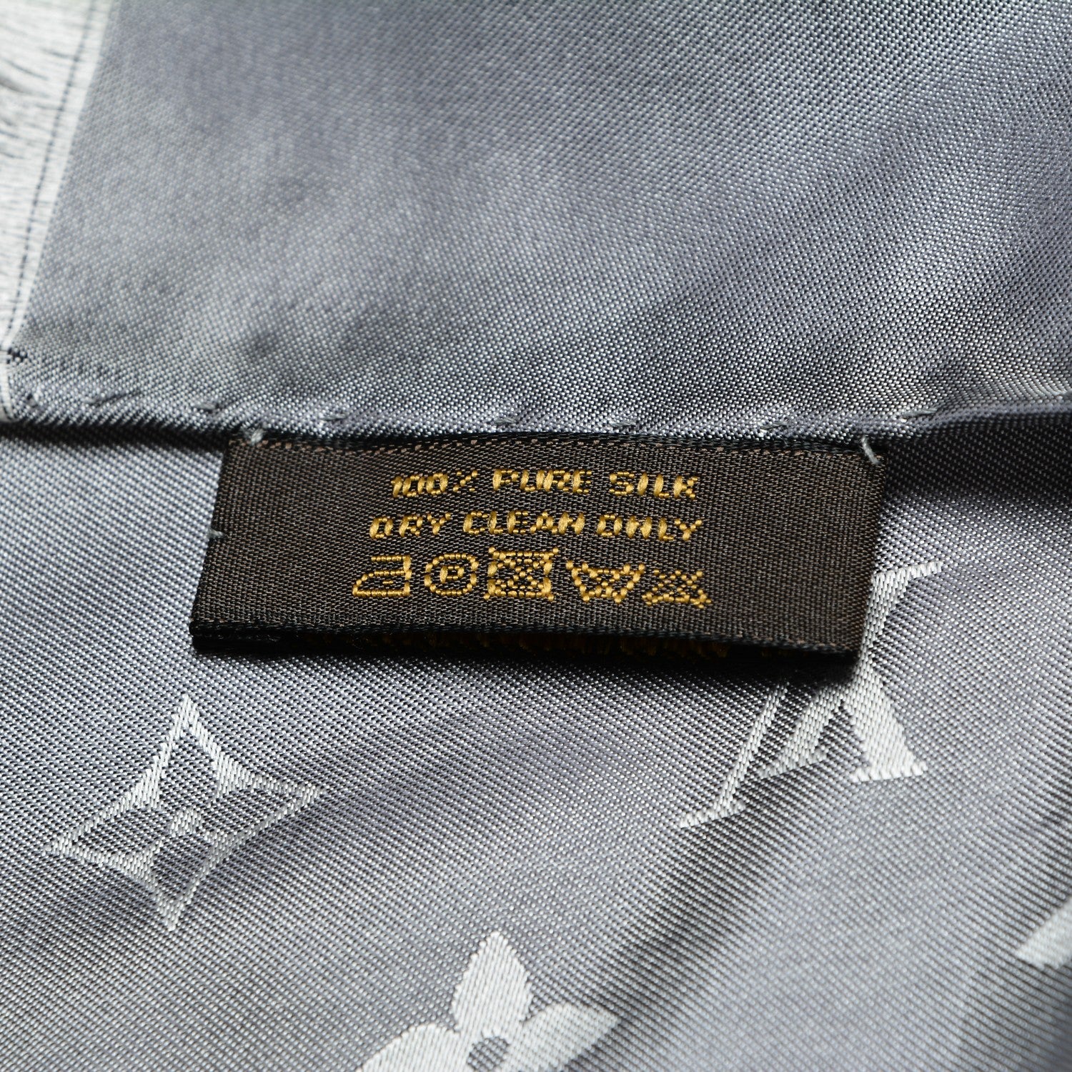 Louis Vuitton Silk Monogram Capri Scarf Grey 5 of 5