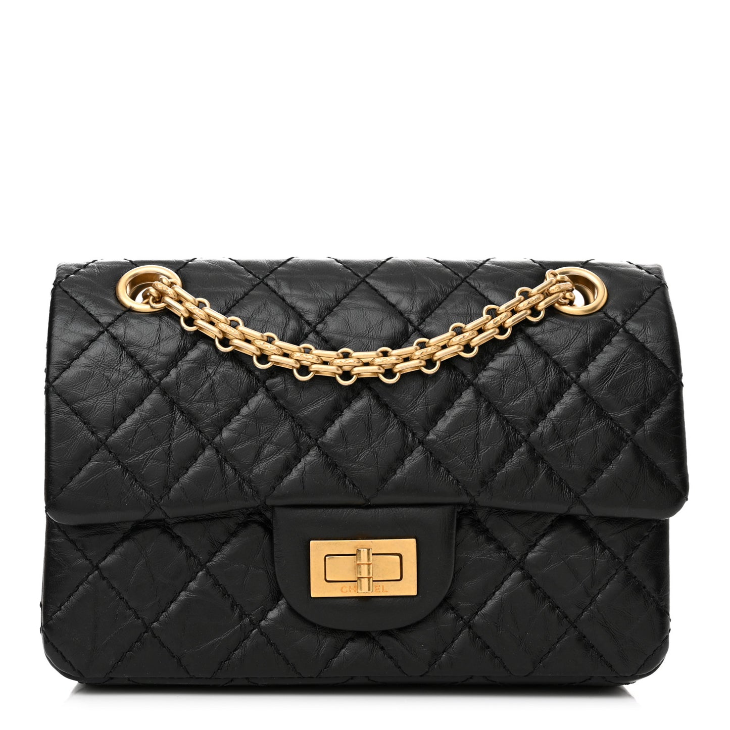 Aged Calfskin Quilted 2.55 Reissue Mini Flap Black