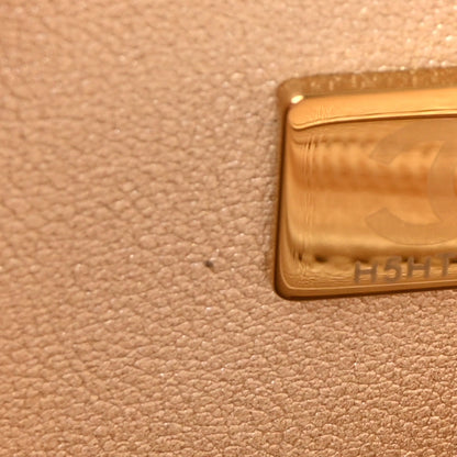 Chanel Metallic Mirror Calfskin Large Top Handle Clutch With Chain Light Gold 13 of 19