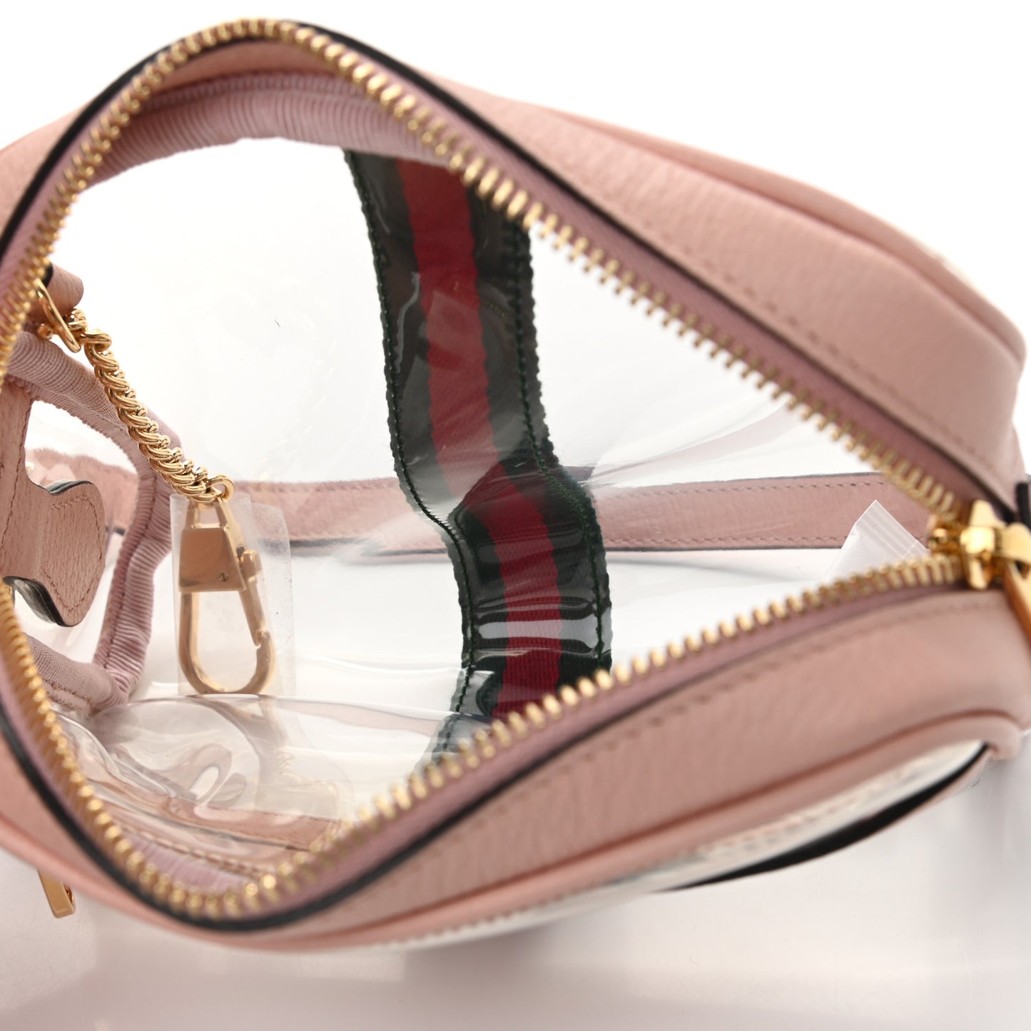 Vinyl Web Mini Ophidia Transparent Shoulder Bag Perfect Pink
