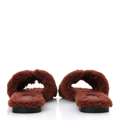 Hermes Woolskin Oran Sandals 37 Cognac 6 of 12