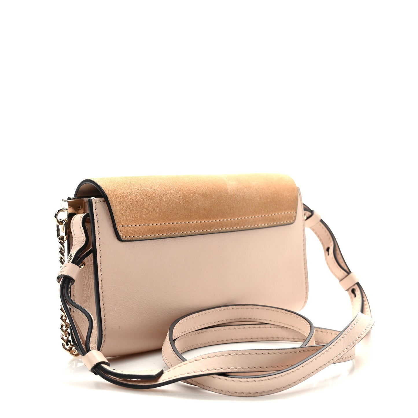 Suede Calfskin Small Faye Shoulder Bag Cement Pink