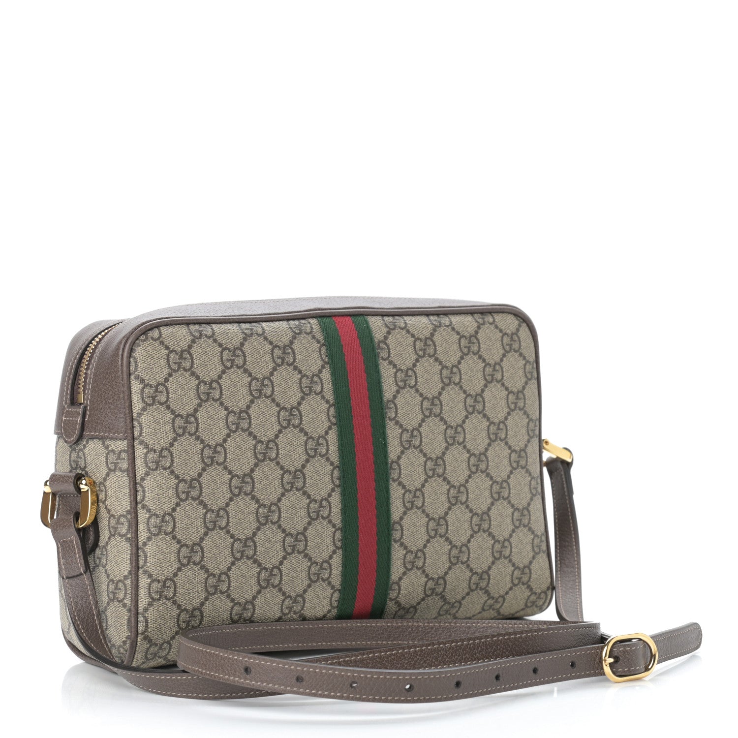 Gucci GG Supreme Monogram Web Small Ophidia Shoulder Bag Brown 3 of 9