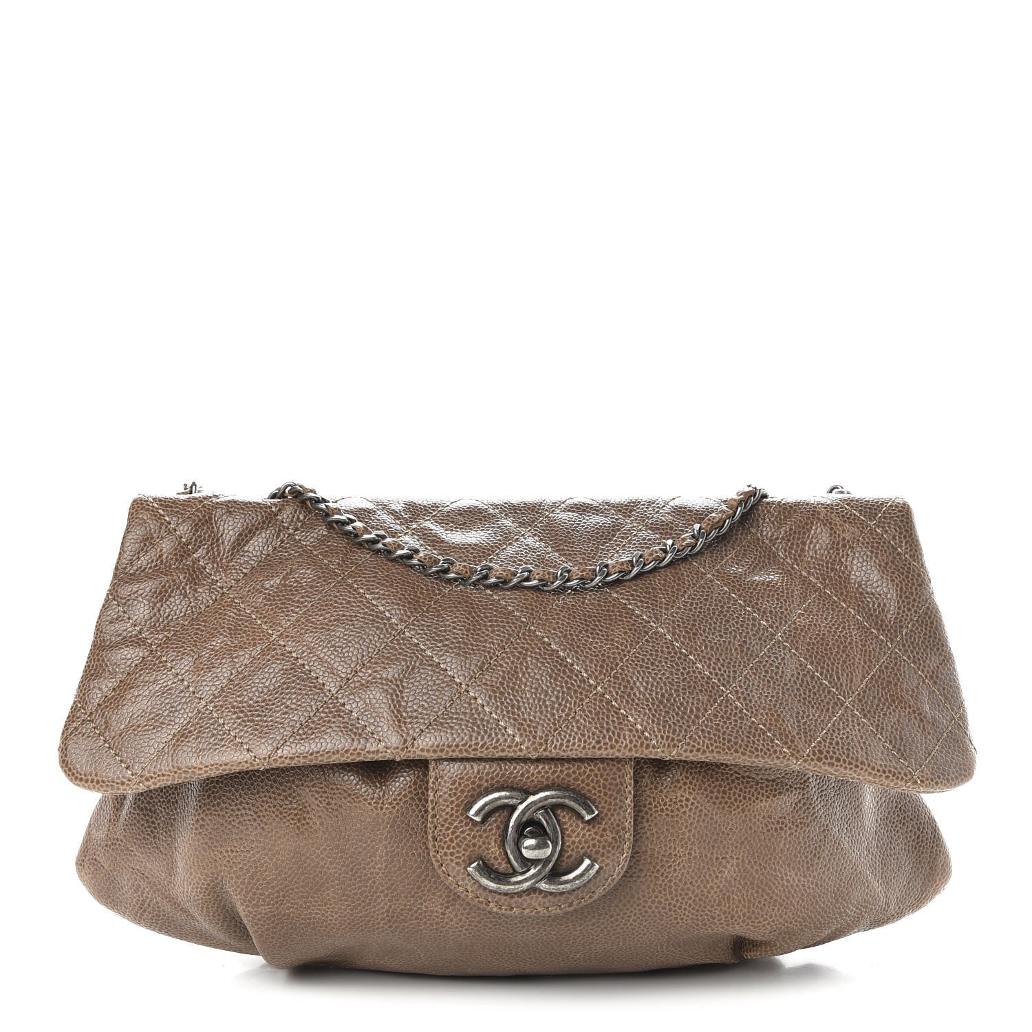 Chanel Caviar Quilted Medium Elastic Flap Brown 1 of 10